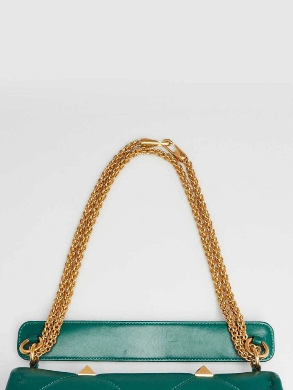 Valentino Jungle Green Nappa Leather Roman Stud Medium Shoulder Bag - Picture 6 of 10